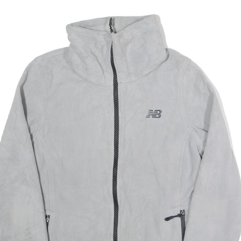 NEW BALANCE Womens White Zip Jacket S Polyester Plain Athletic Activewear