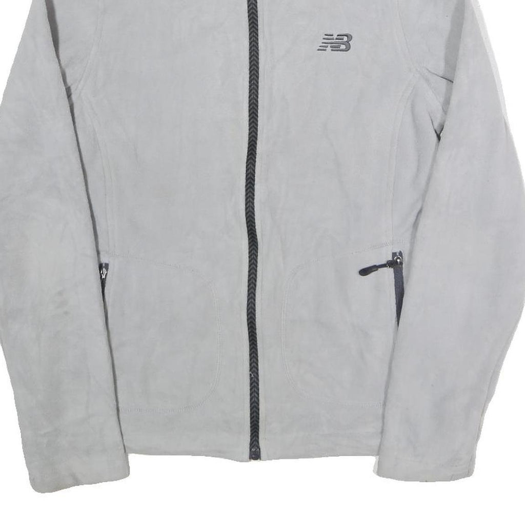 NEW BALANCE Womens White Zip Jacket S Polyester Plain Athletic Activewear