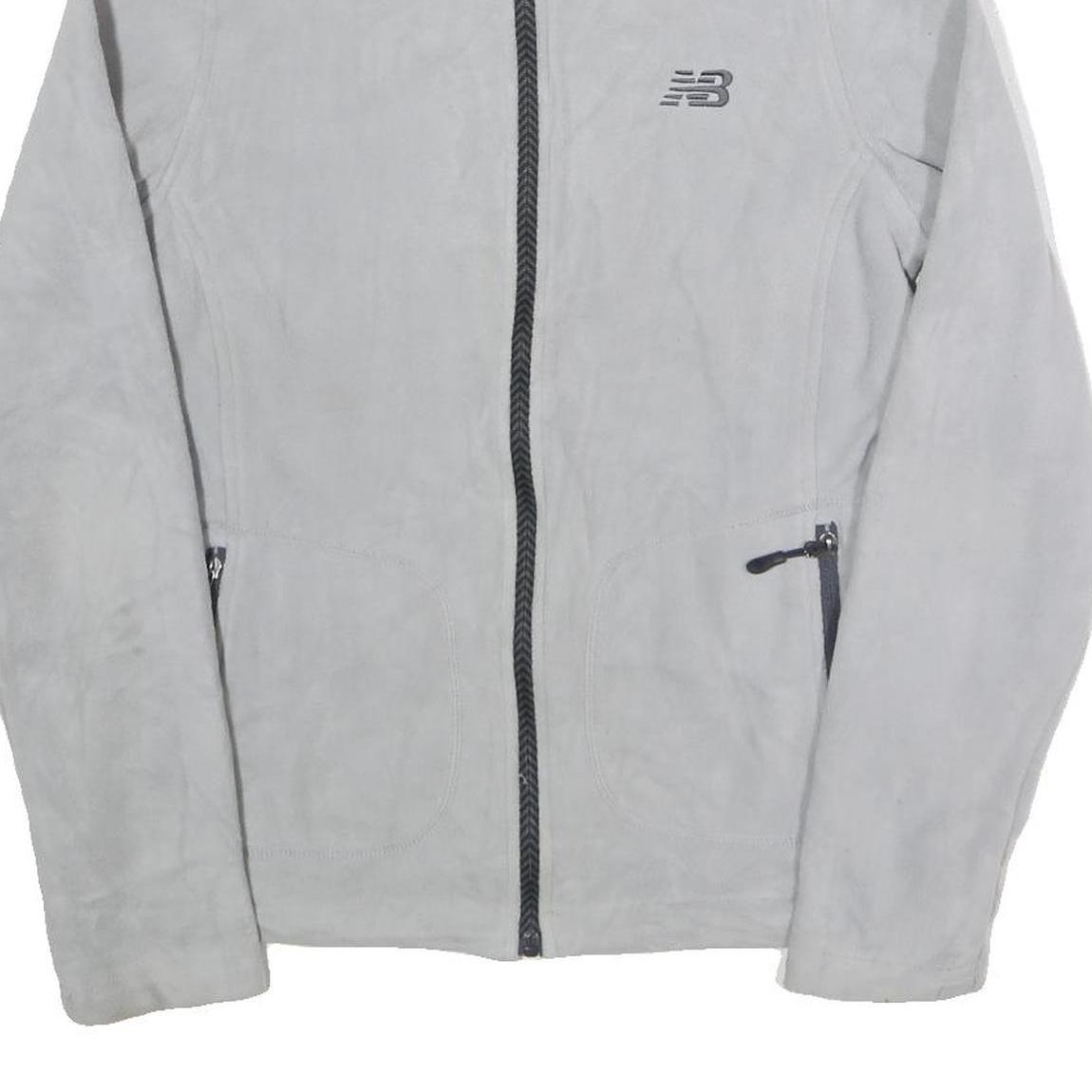 NEW BALANCE Womens White Zip Jacket S Polyester Plain Athletic Activewear