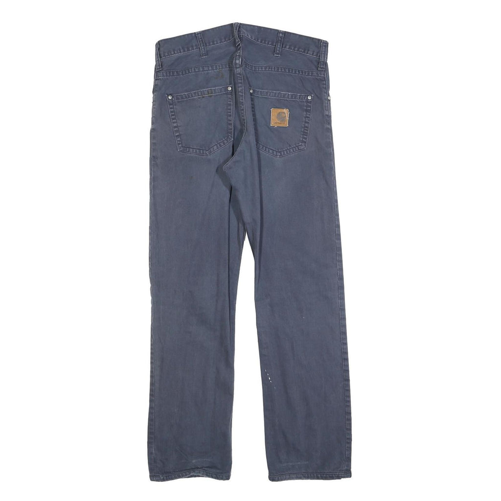 CARHARTT Mens Cotton Blend Blue Relaxed Straight Trousers W33 L30 Workwear