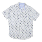 NAUTICA Mens White & Blue Floral Cotton Blend Shirt S Summer Casual Shirt