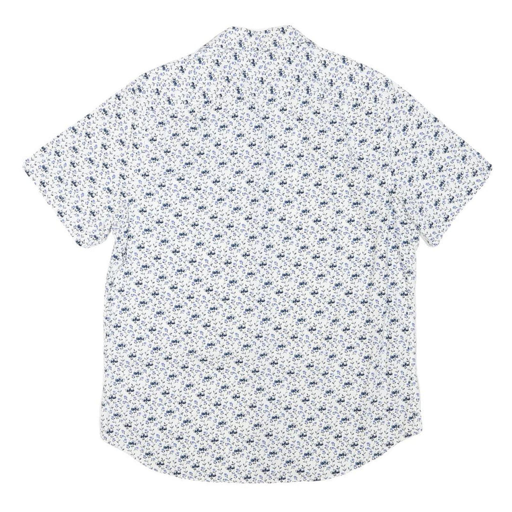 NAUTICA Mens White & Blue Floral Cotton Blend Shirt S Summer Casual Shirt