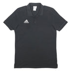 ADIDAS Mens Black Short Sleeve Plain L Cotton Blend Polo Shirt Climalite