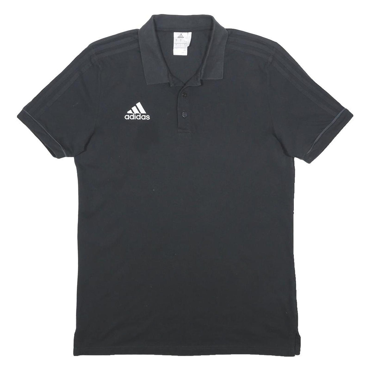 ADIDAS Mens Black Short Sleeve Plain L Cotton Blend Polo Shirt Climalite