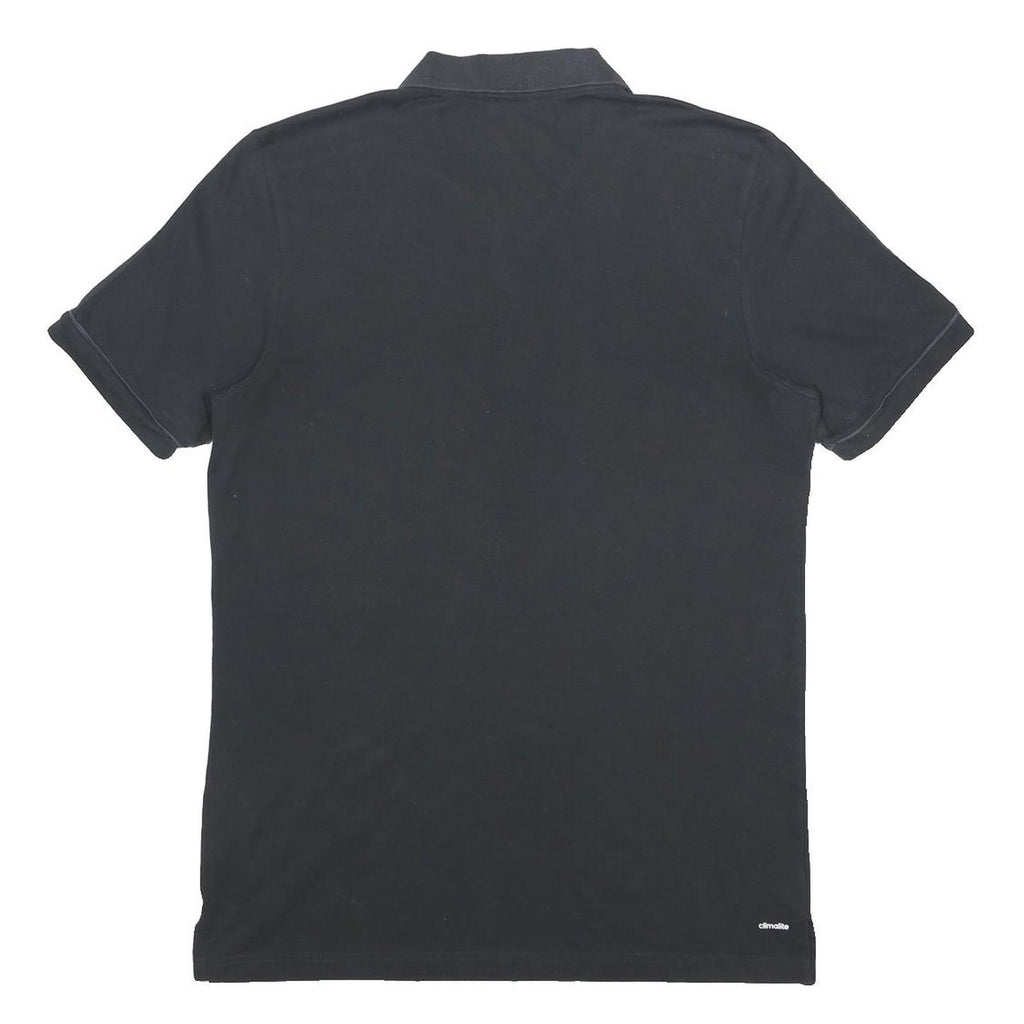 ADIDAS Mens Black Short Sleeve Plain L Cotton Blend Polo Shirt Climalite