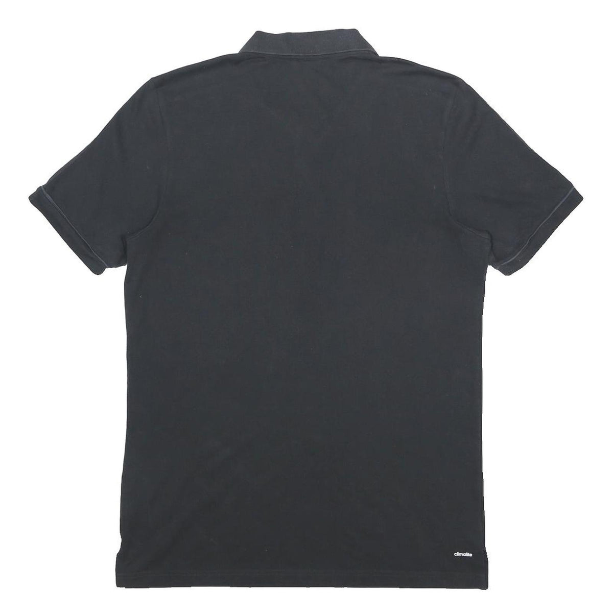 ADIDAS Mens Black Short Sleeve Plain L Cotton Blend Polo Shirt Climalite