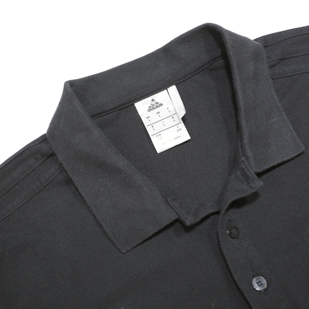 ADIDAS Mens Black Short Sleeve Plain L Cotton Blend Polo Shirt Climalite