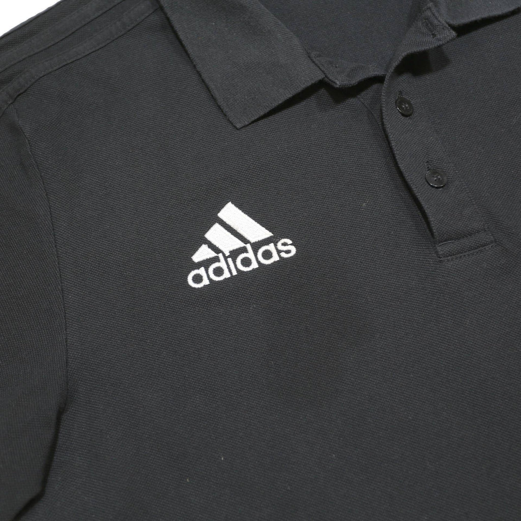 ADIDAS Mens Black Short Sleeve Plain L Cotton Blend Polo Shirt Climalite