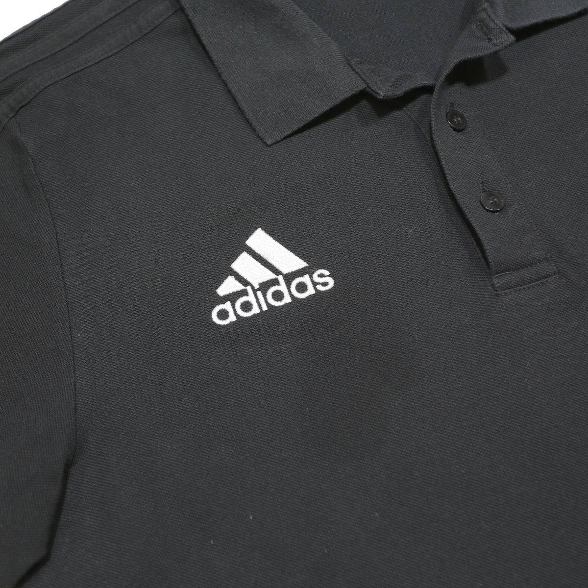 ADIDAS Mens Black Short Sleeve Plain L Cotton Blend Polo Shirt Climalite