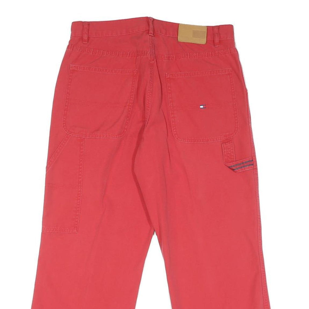 TOMMY JEANS Mens Cotton Blend Red Regular Straight Trousers W30 L25 Casual