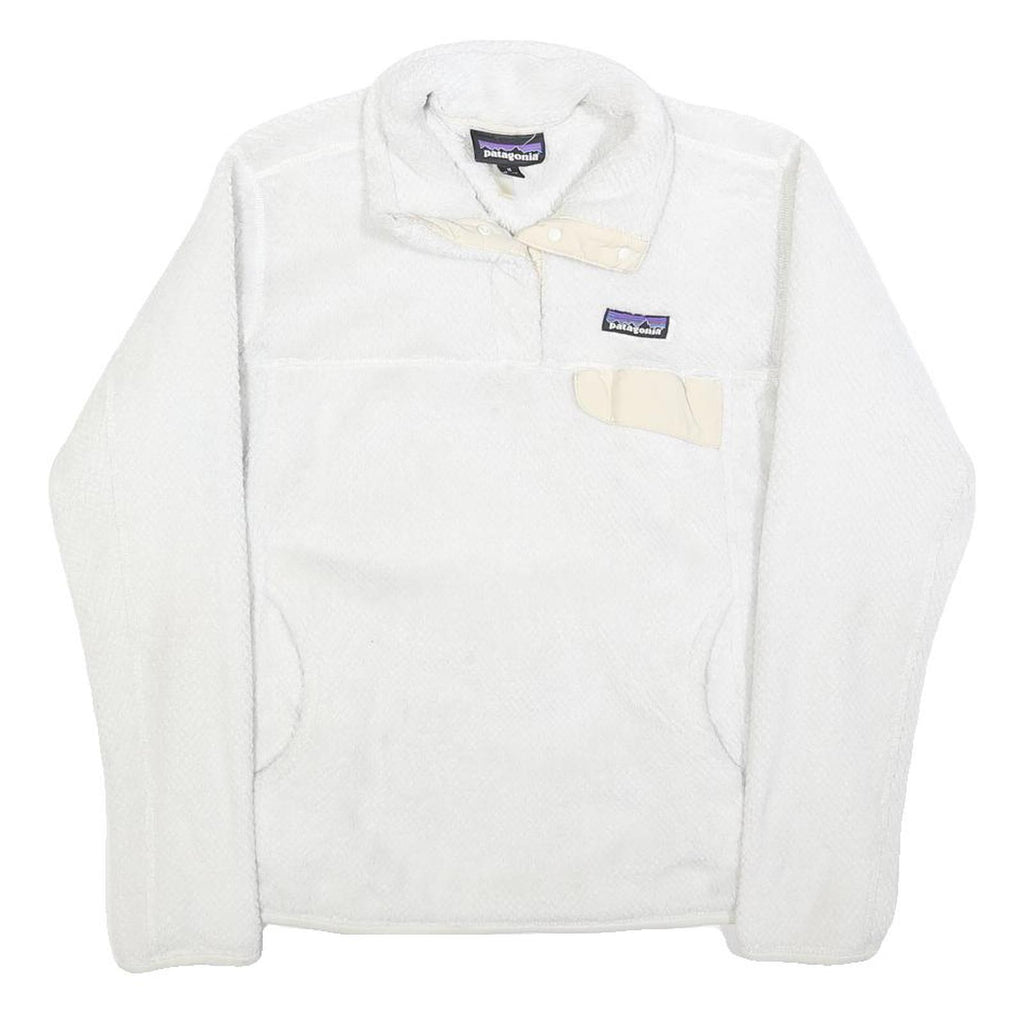 PATAGONIA Womens White Plain Pullover Fleece Jumper M Soft Warm Casual