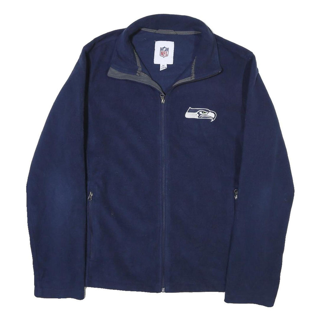 NFL Mens Navy Blue Jacket M Polyester Blend Zip Plain Casual Sportswear