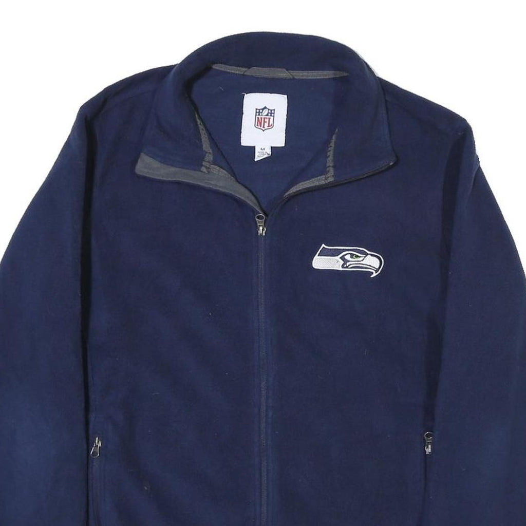 NFL Mens Navy Blue Jacket M Polyester Blend Zip Plain Casual Sportswear