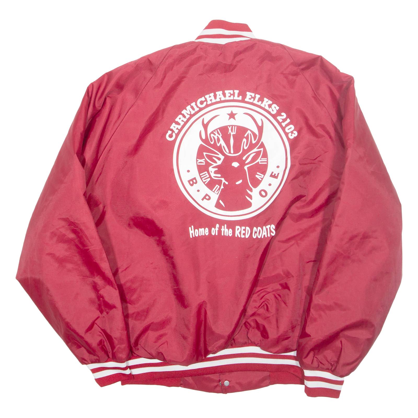ASW Carmichael Elks Mens Varsity Jacket Red Nylon USA L
