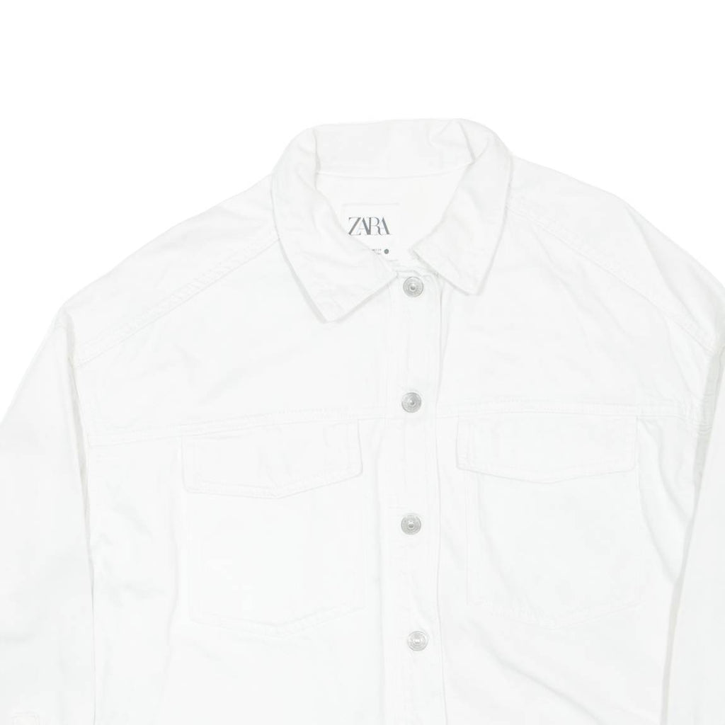 ZARA Womens Denim Jacket White XS