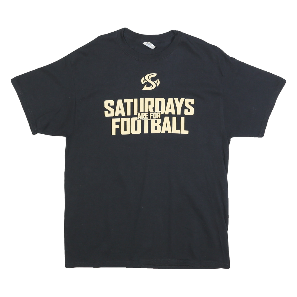 PORT & COMPANY Mens Black Saturdays Are For Football Graphic T-Shirt L Short
