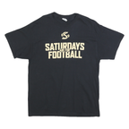 PORT & COMPANY Mens Black Saturdays Are For Football Graphic T-Shirt L Short