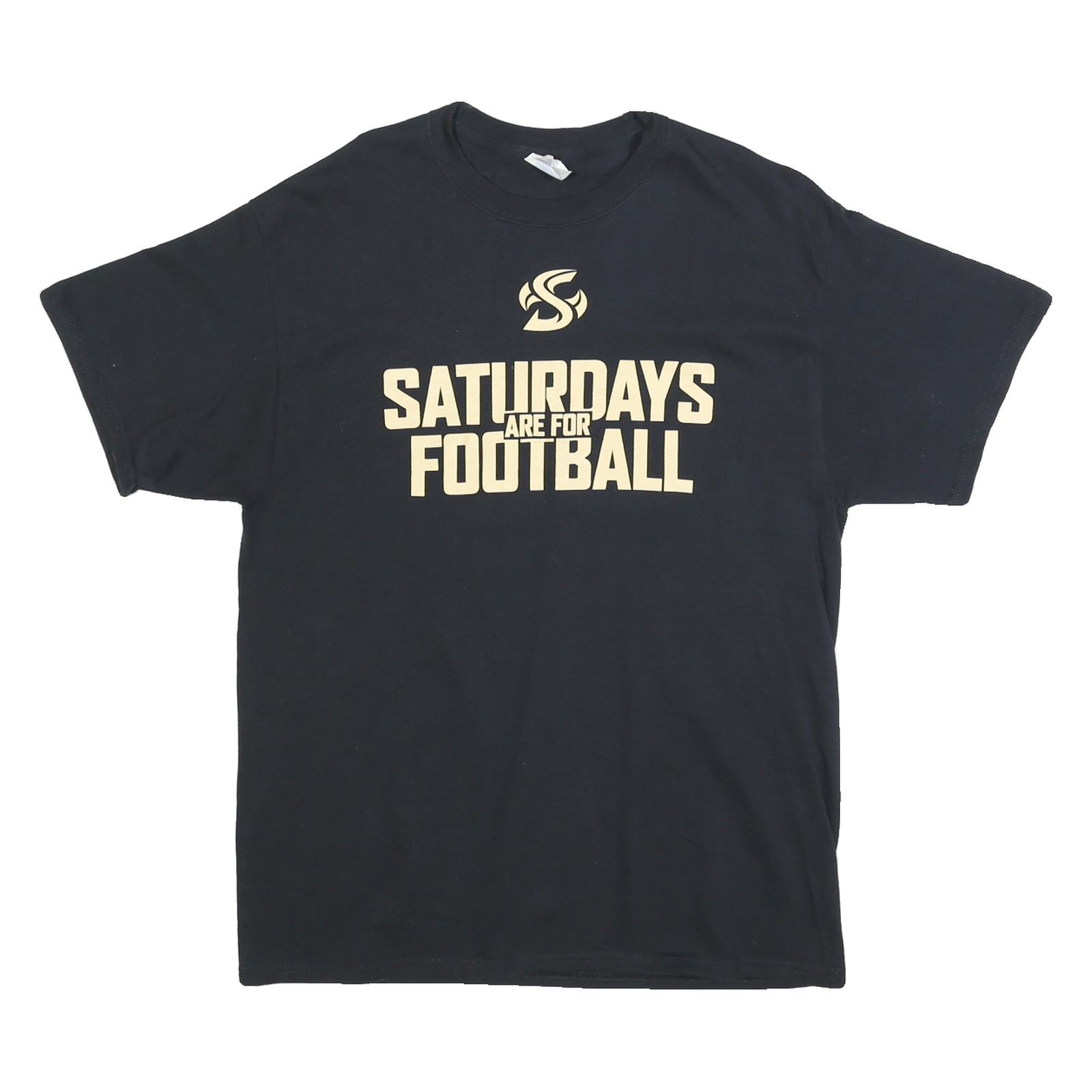 PORT & COMPANY Mens Black Saturdays Are For Football Graphic T-Shirt L Short