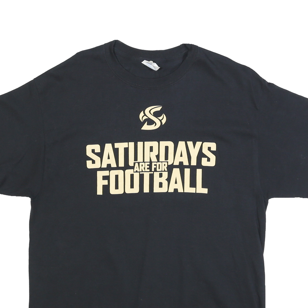 PORT & COMPANY Mens Black Saturdays Are For Football Graphic T-Shirt L Short