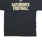 PORT & COMPANY Mens Black Saturdays Are For Football Graphic T-Shirt L Short