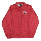 AUBURN Mens Red Coach Jacket S Nylon Plain Button Closure Lightweight