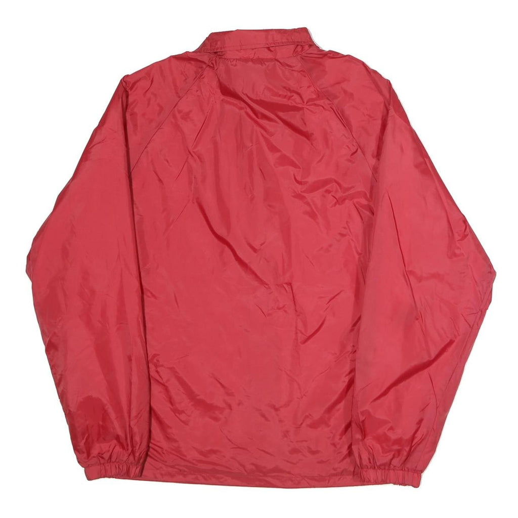 AUBURN Mens Red Coach Jacket S Nylon Plain Button Closure Lightweight
