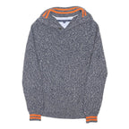 TOMMY HILFIGER Mens Blue & White Patterned Pullover Jumper Crew Neck Chunky Knit