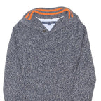 TOMMY HILFIGER Mens Blue & White Patterned Pullover Jumper Crew Neck Chunky Knit