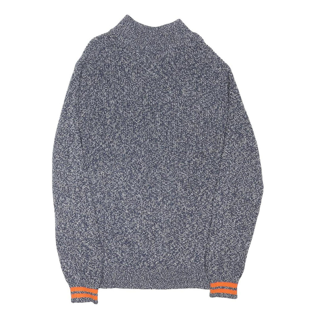 TOMMY HILFIGER Mens Blue & White Patterned Pullover Jumper Crew Neck Chunky Knit