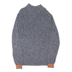 TOMMY HILFIGER Mens Blue & White Patterned Pullover Jumper Crew Neck Chunky Knit