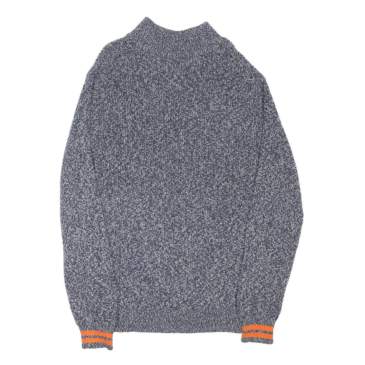 TOMMY HILFIGER Mens Blue & White Patterned Pullover Jumper Crew Neck Chunky Knit