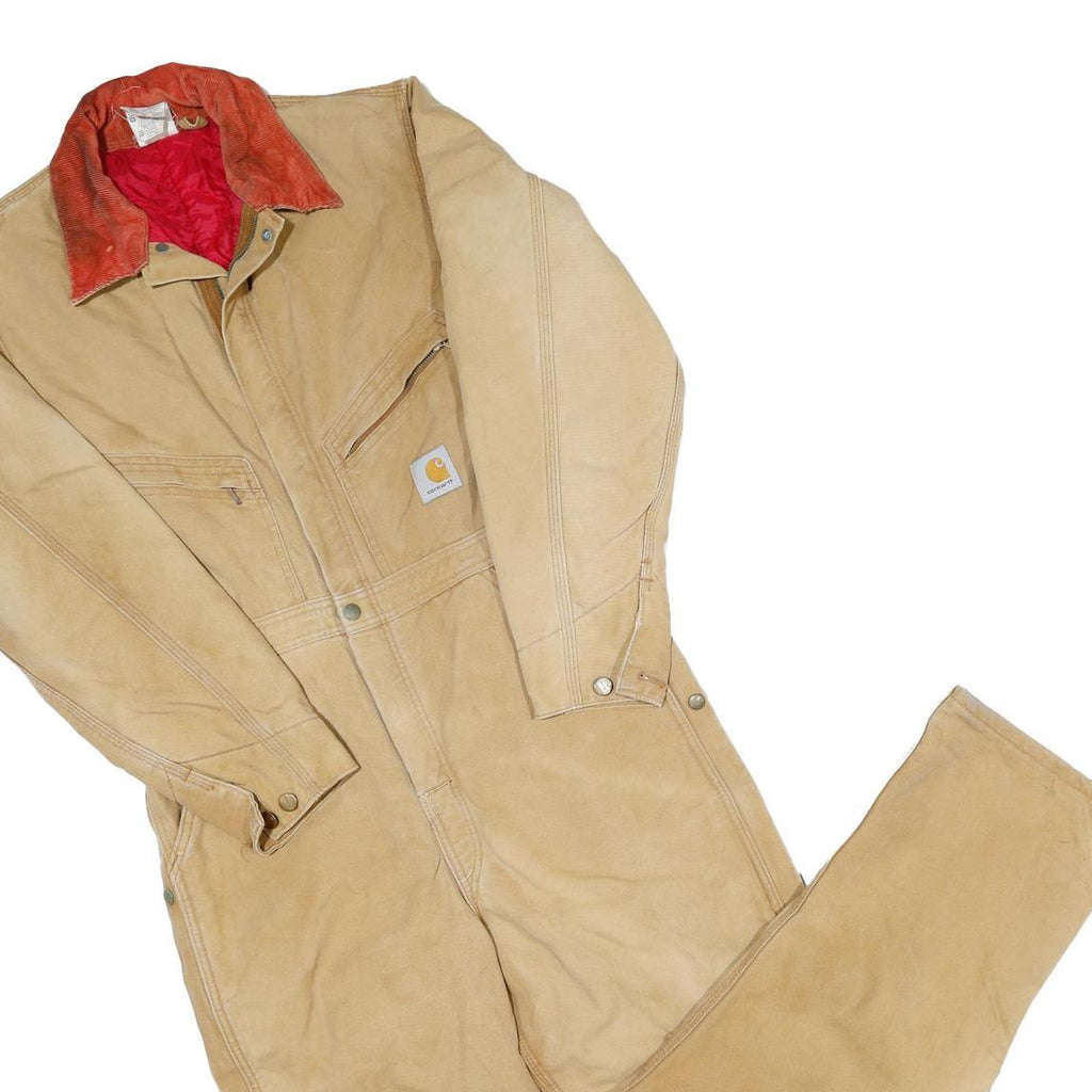 CARHARTT Mens Beige Relaxed Cotton Blend Dungarees XL W38 L29 Workwear Utility