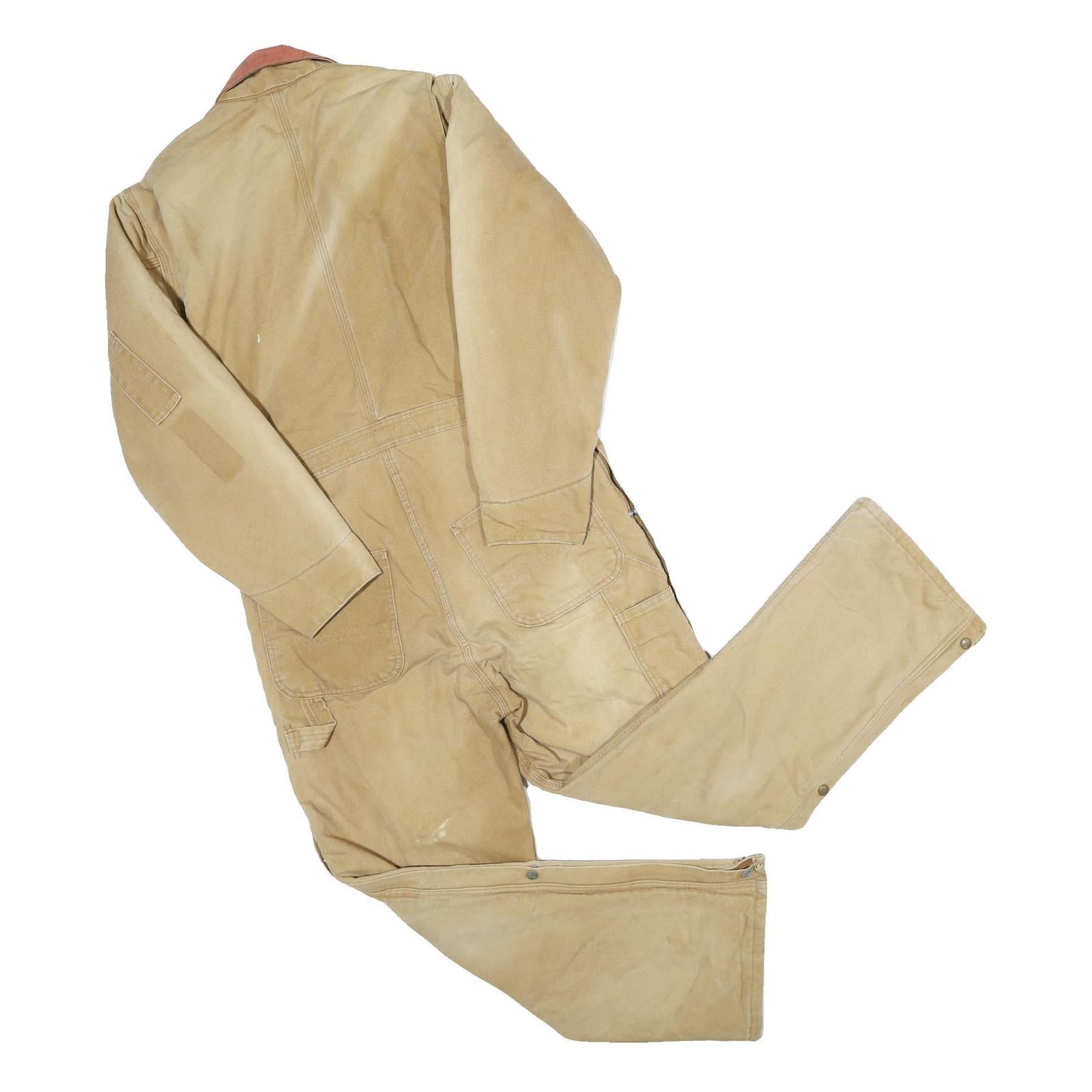 CARHARTT Mens Beige Relaxed Cotton Blend Dungarees XL W38 L29 Workwear Utility