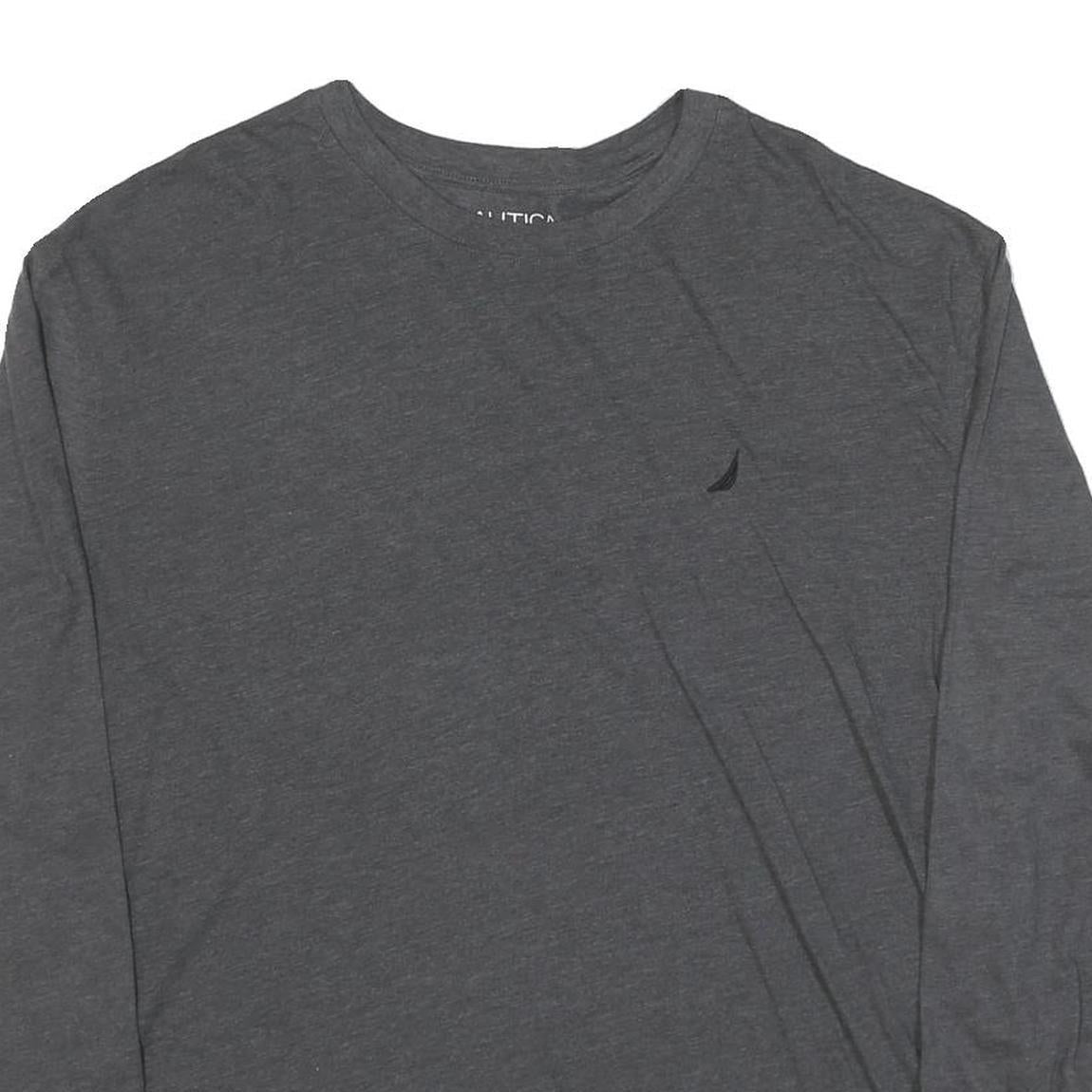 NAUTICA Mens Grey Long Sleeve Crew Neck Cotton Blend T-Shirt L Casual Basic
