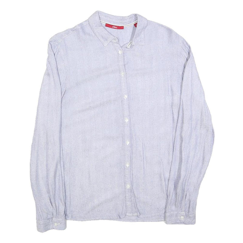 S OLIVER Womens Blue Shirt S Cotton Blend Button Down Casual Long Sleeve