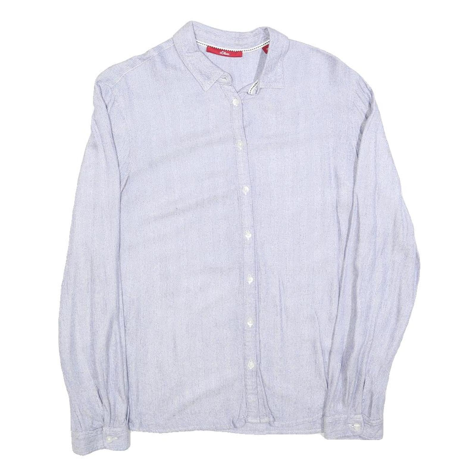 S OLIVER Womens Blue Shirt S Cotton Blend Button Down Casual Long Sleeve