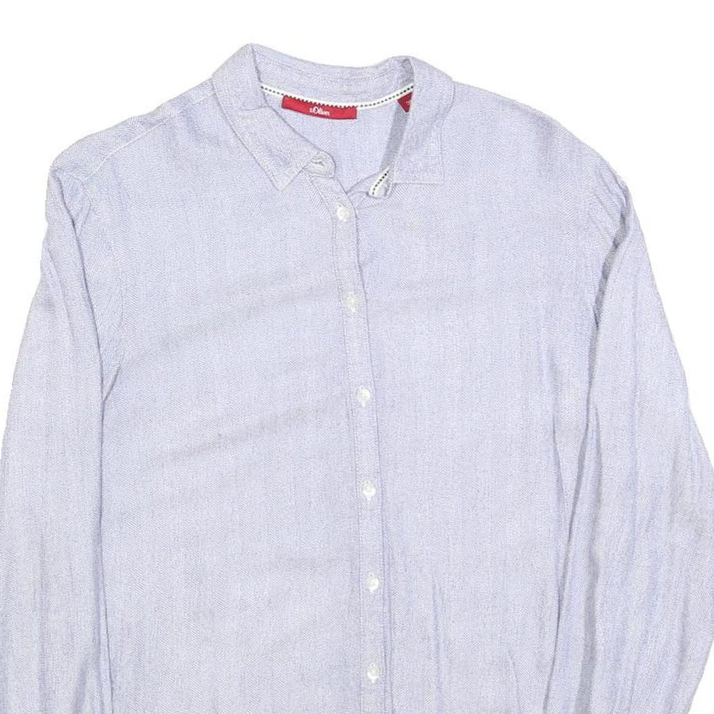 S OLIVER Womens Blue Shirt S Cotton Blend Button Down Casual Long Sleeve