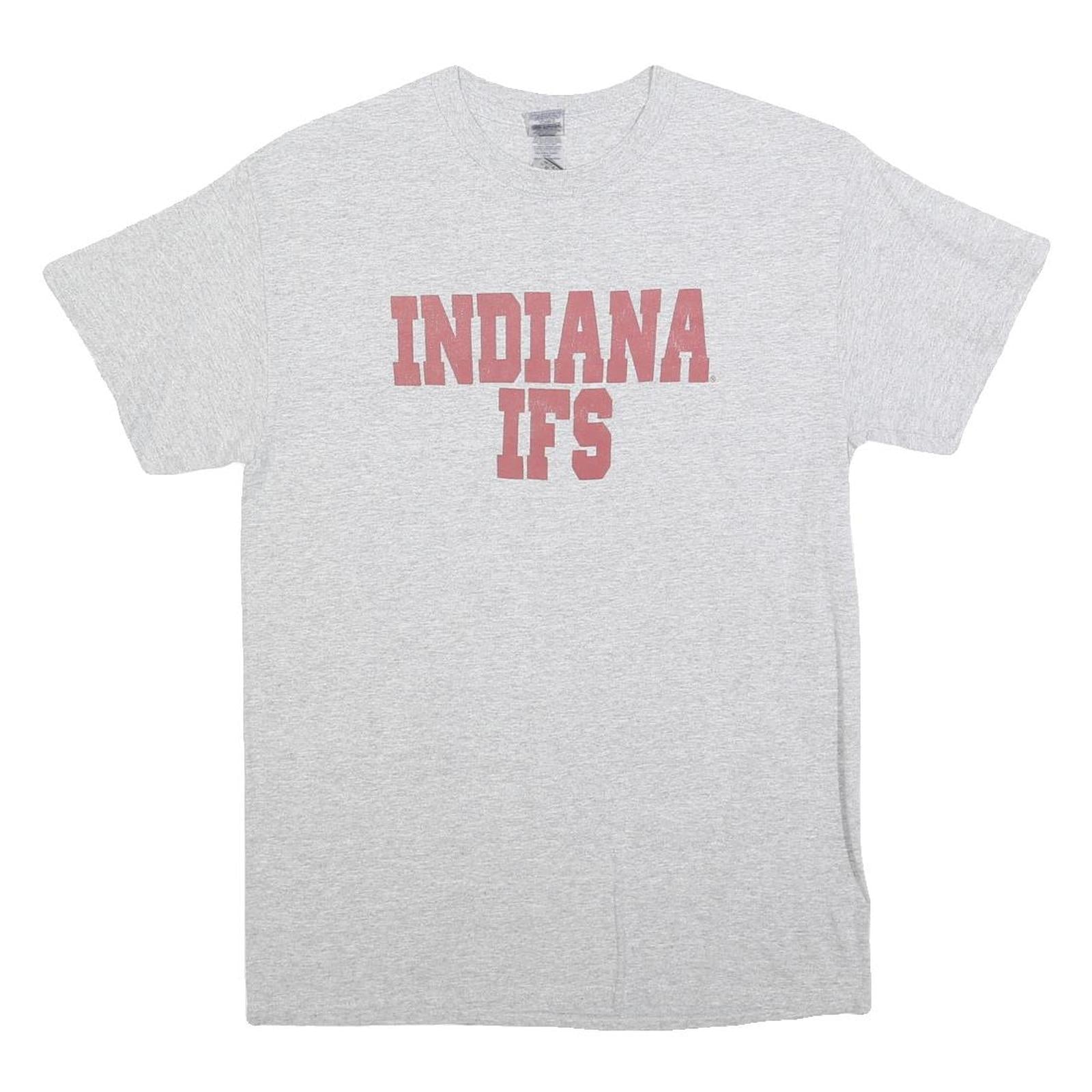 GILDAN Mens Grey Indiana IFS Graphic T-Shirt M Short Sleeve Crew Neck Casual