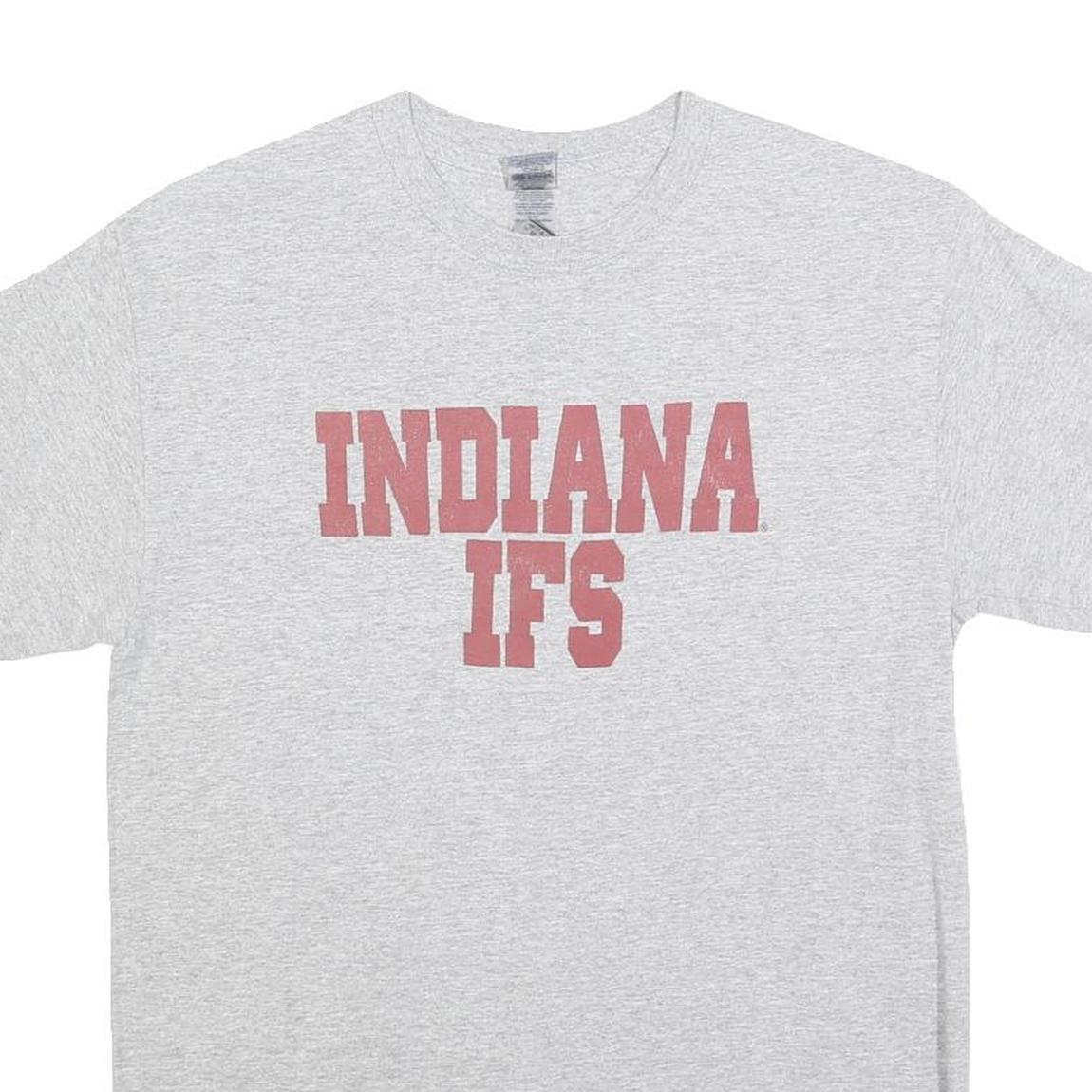 GILDAN Mens Grey Indiana IFS Graphic T-Shirt M Short Sleeve Crew Neck Casual