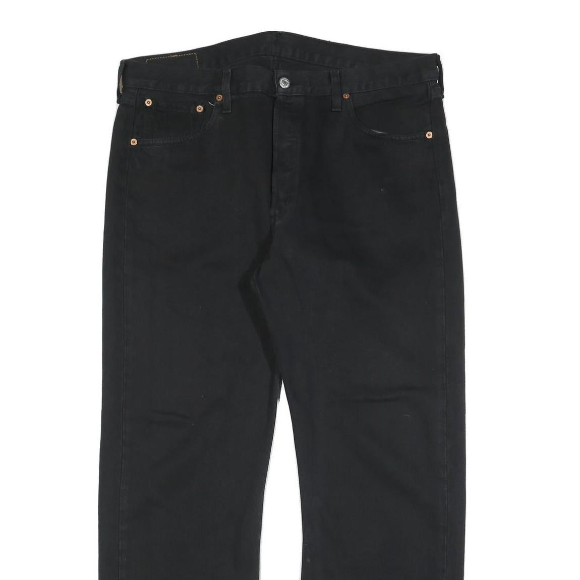 LEVI'S 501 Womens Regular Black Denim Raw Hem W36 L27 Button Fly Classic Jeans