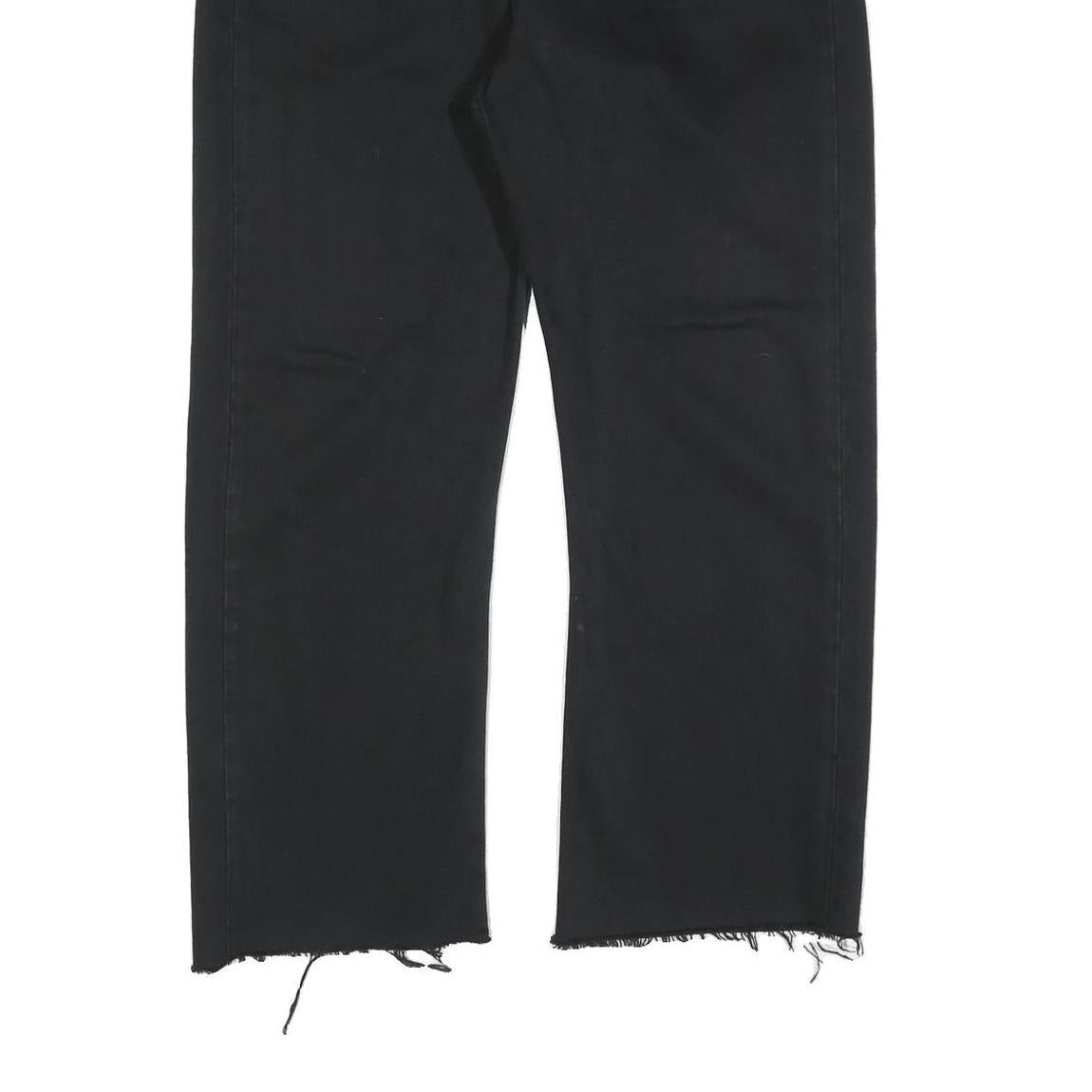 LEVI'S 501 Womens Regular Black Denim Raw Hem W36 L27 Button Fly Classic Jeans