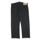LEVI'S 501 Womens Regular Black Denim Raw Hem W36 L27 Button Fly Classic Jeans