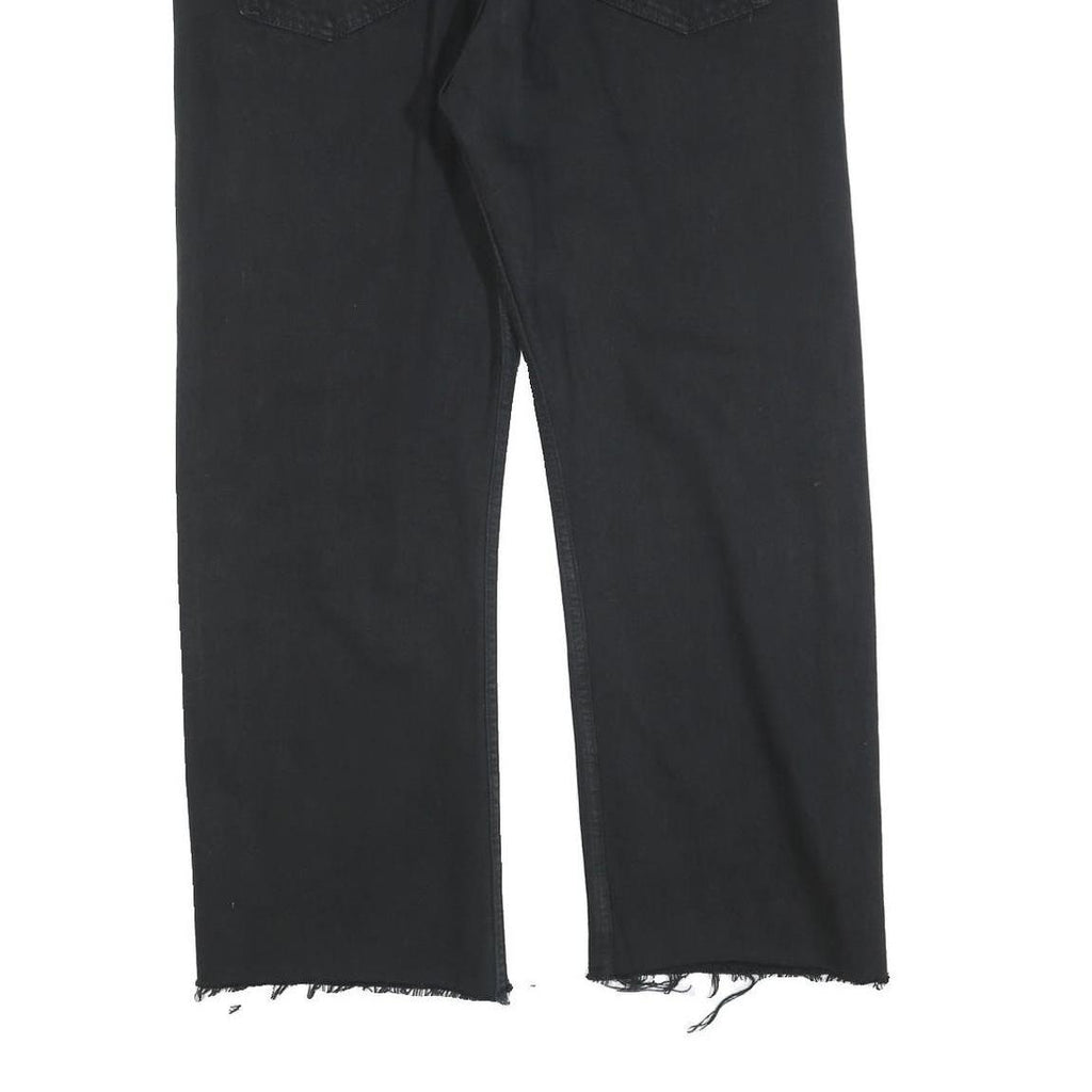 LEVI'S 501 Womens Regular Black Denim Raw Hem W36 L27 Button Fly Classic Jeans