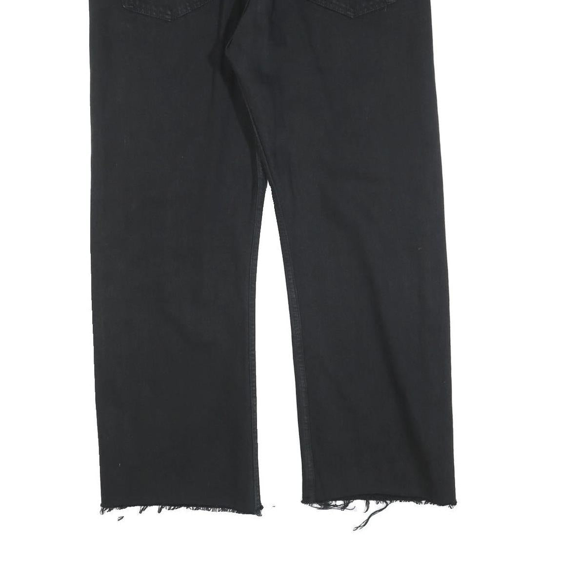 LEVI'S 501 Womens Regular Black Denim Raw Hem W36 L27 Button Fly Classic Jeans