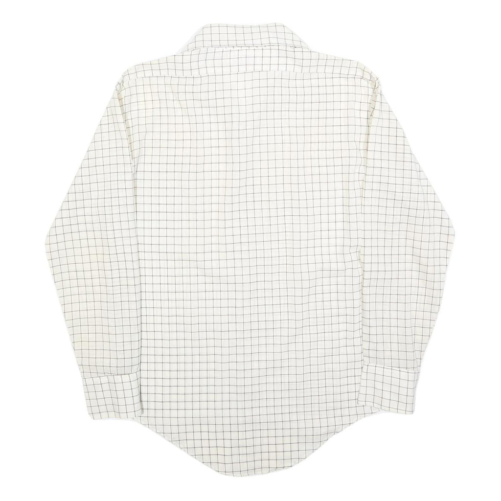 GOLDEN AWARD Mens White & Black Checked Long Sleeve Shirt M Classic Fit Cotton