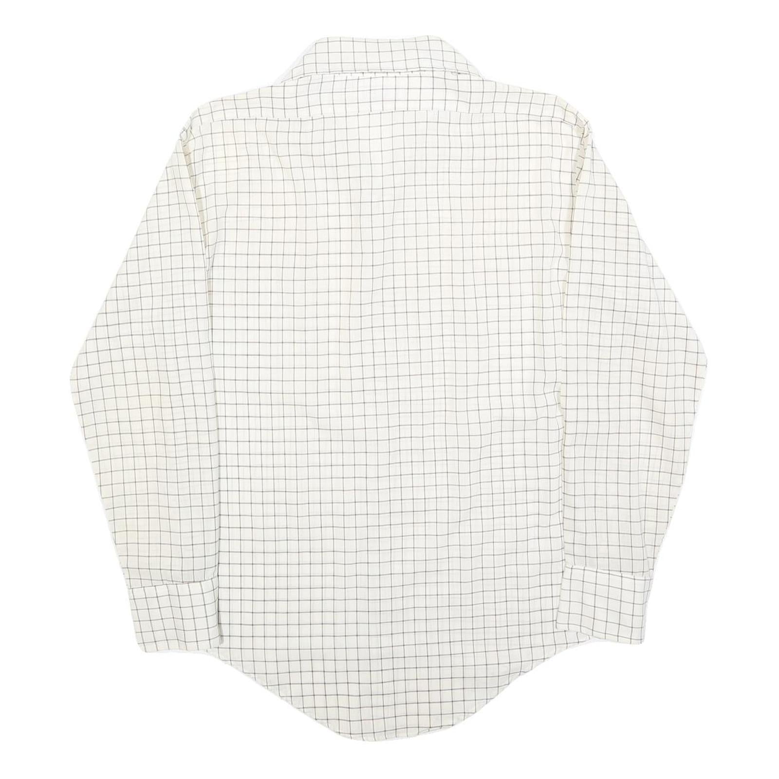 GOLDEN AWARD Mens White & Black Checked Long Sleeve Shirt M Classic Fit Cotton