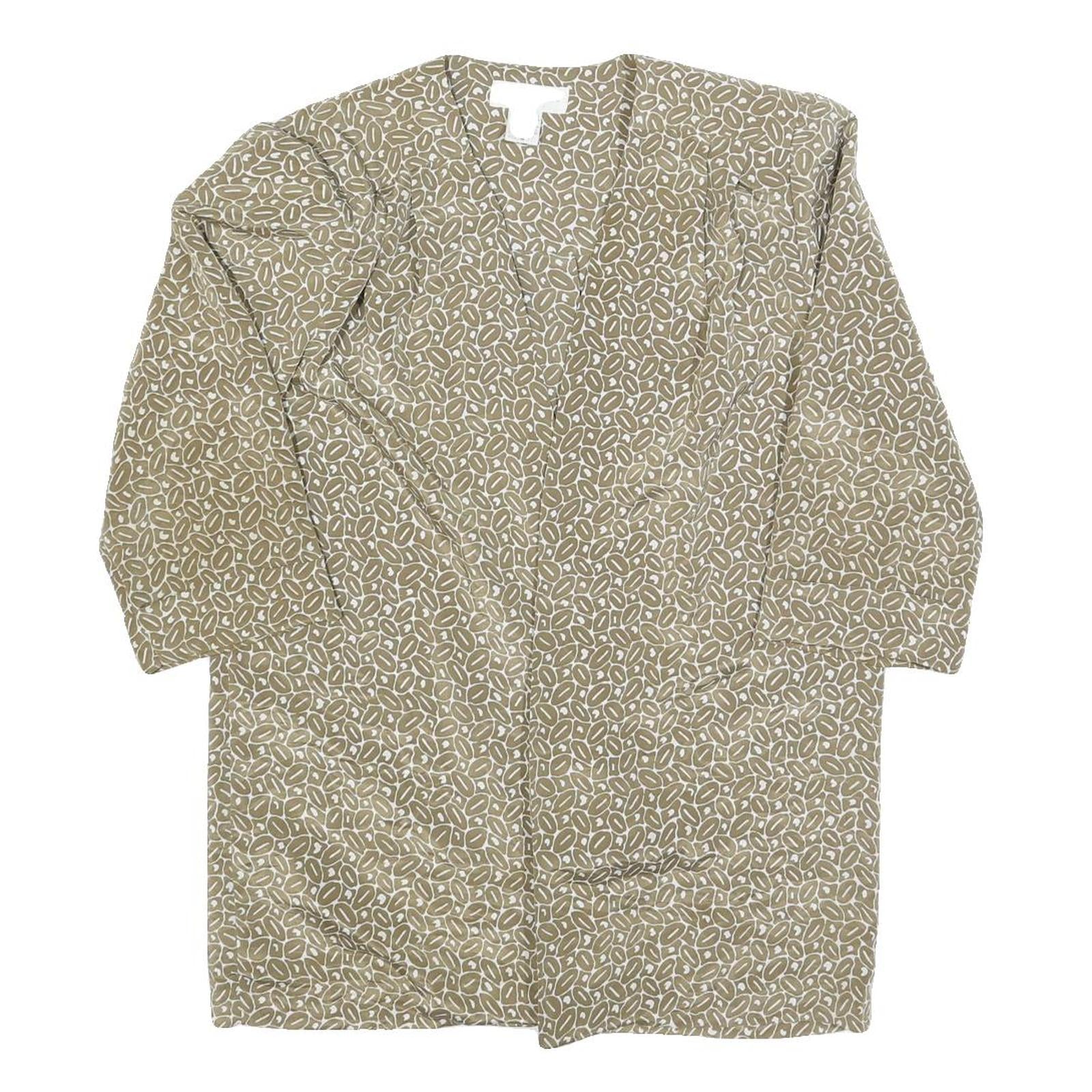 SAMANTHA STEVENS Womens Beige Printed Top 3/4 Sleeve V-Neck Size S Lightweight