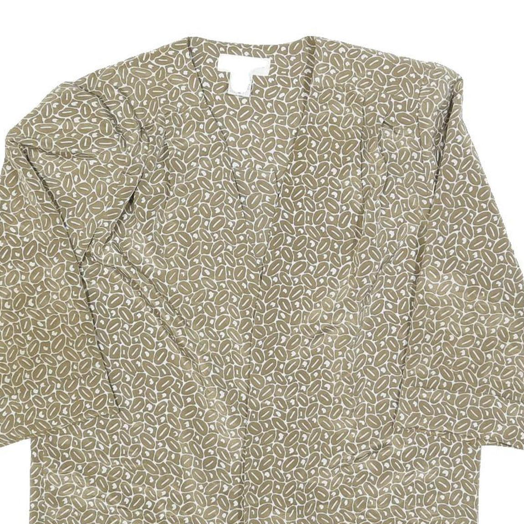 SAMANTHA STEVENS Womens Beige Printed Top 3/4 Sleeve V-Neck Size S Lightweight