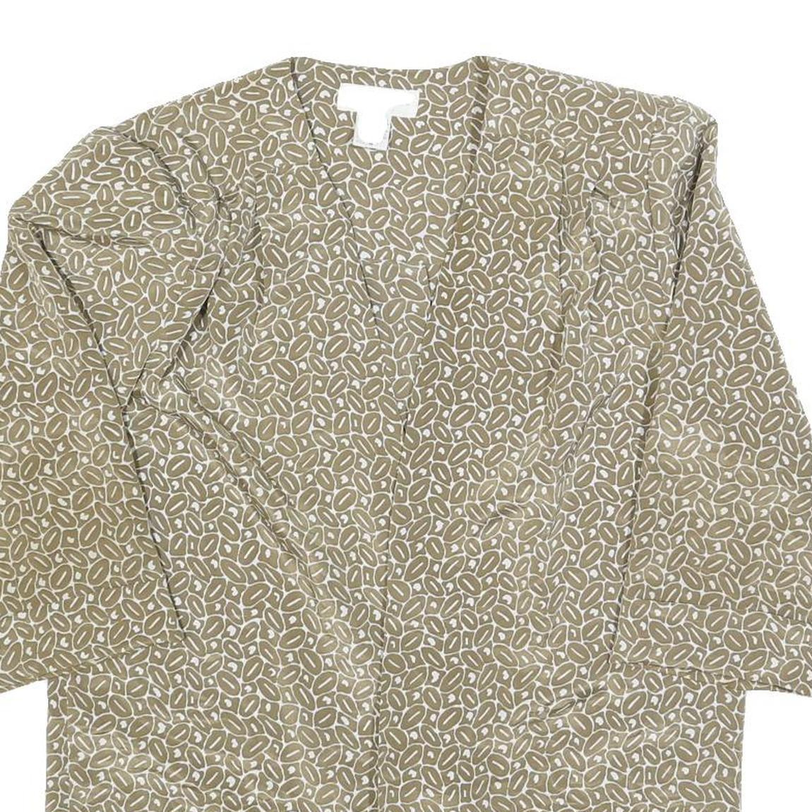 SAMANTHA STEVENS Womens Beige Printed Top 3/4 Sleeve V-Neck Size S Lightweight