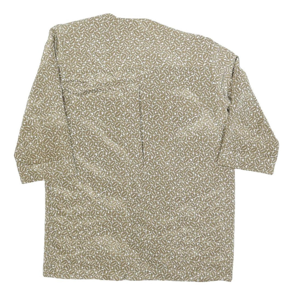 SAMANTHA STEVENS Womens Beige Printed Top 3/4 Sleeve V-Neck Size S Lightweight